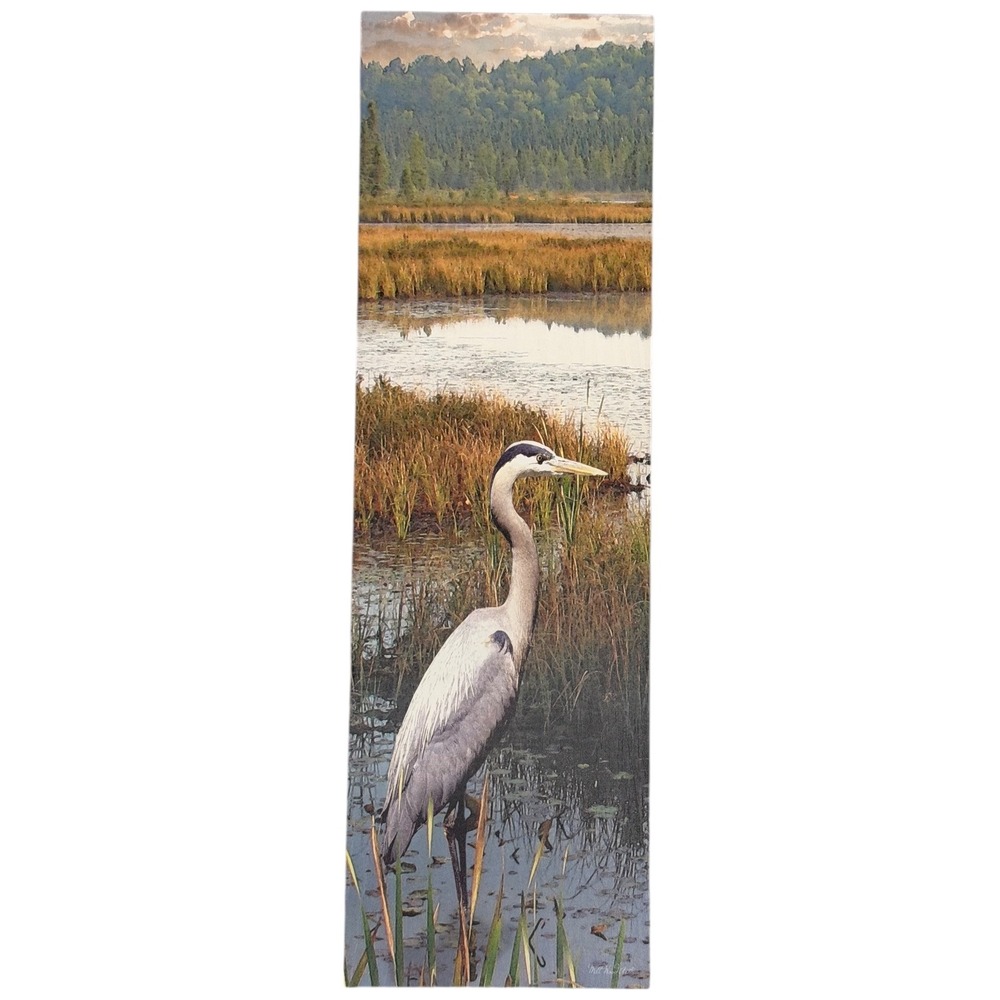 Mill Wood‎ Art Great Blue Heron Wood Wall Art Panel Marsh Scene Vintage Style